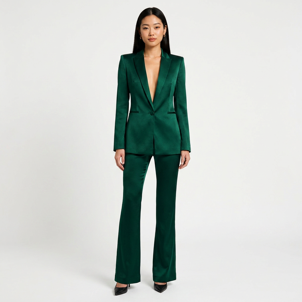 Emerald Green Relaxed Blazer and Wide Leg Pants Set for Friday Night Vibes and Effortless Sophistication Women-Vyana Collective