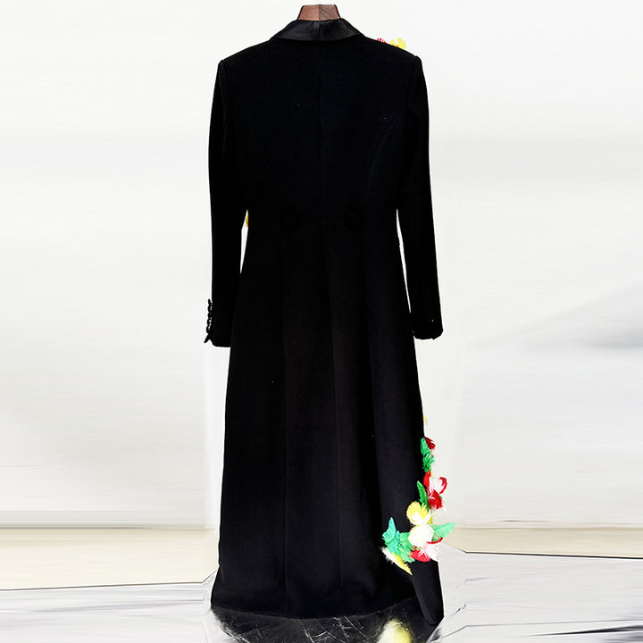 Feather Embellished Longline Blazer Coat for Friday Night Vibes Women-Vyana Collective