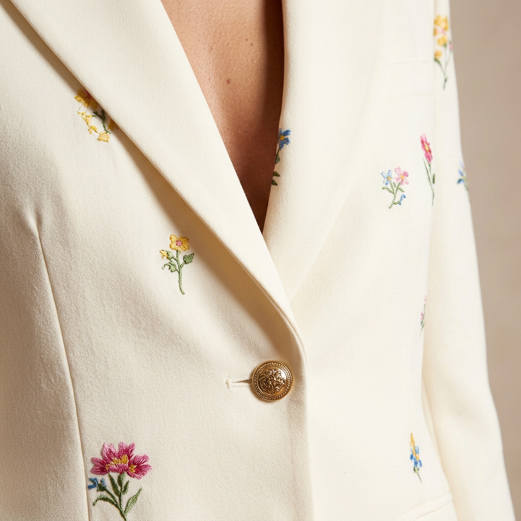 Floral Blazer and Wide Leg Trousers Suit for Office and Occasion Wear-Vyana Collective