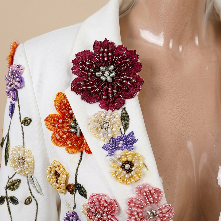 Floral Embroidered Blazer for Elegant Occasion Wear-Vyana Collective