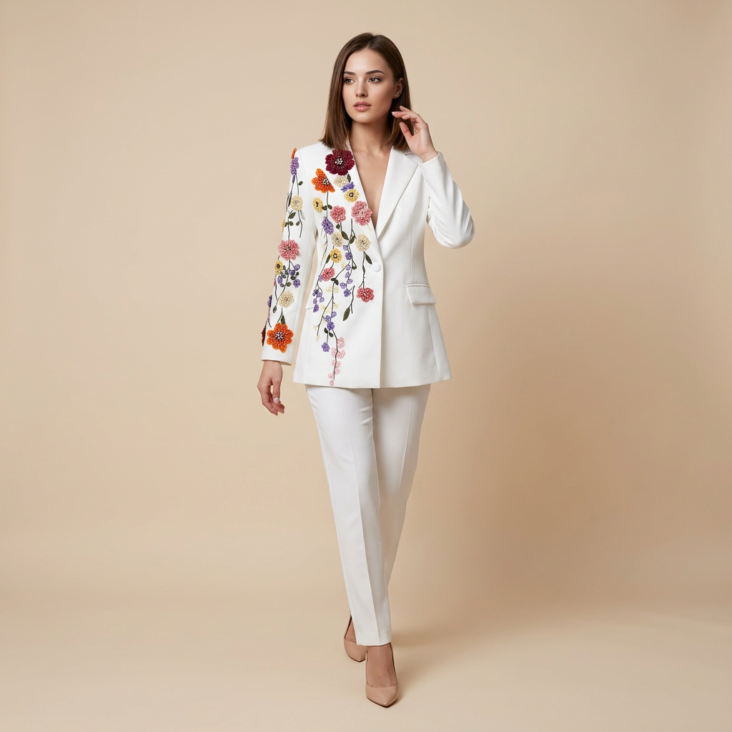 Floral Embroidered Blazer for Elegant Occasion Wear-Vyana Collective