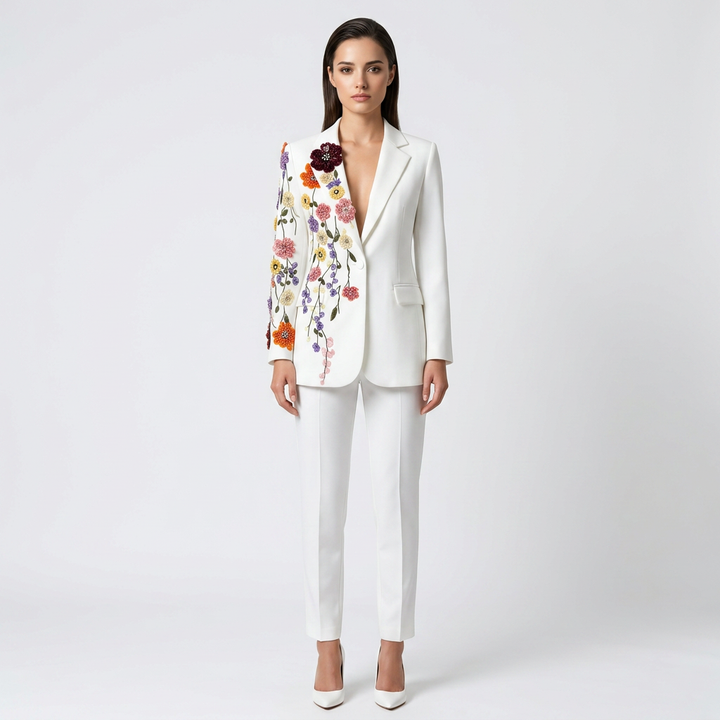 Floral Embroidered Blazer for Elegant Occasion Wear-Vyana Collective