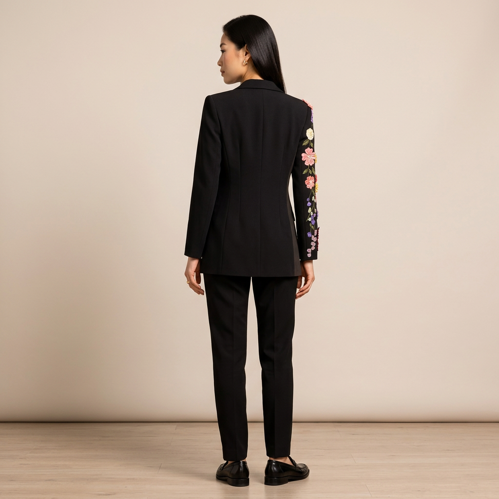 Floral Embroidered Blazer for Elegant Occasion Wear-Vyana Collective