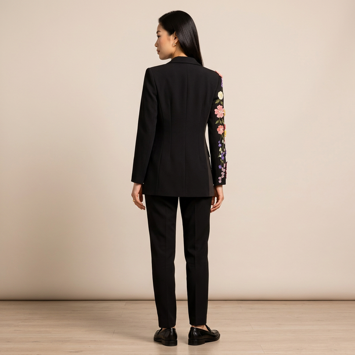 Floral Embroidered Blazer for Elegant Occasion Wear-Vyana Collective