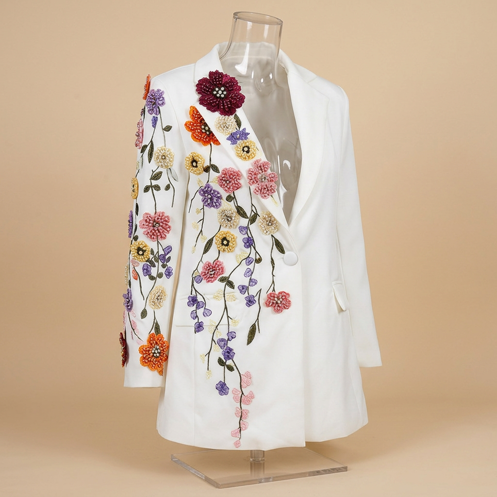 Floral Embroidered Blazer for Elegant Occasion Wear-Vyana Collective