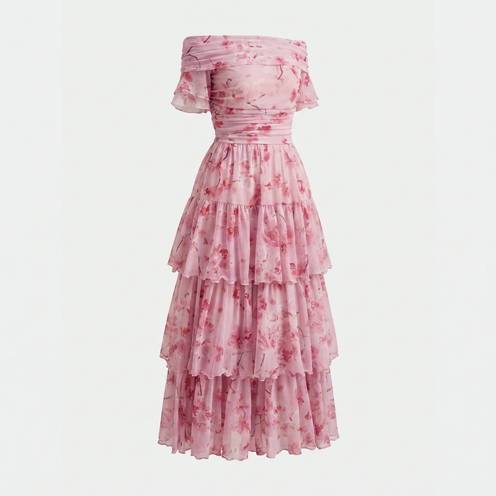 Floral Off-the-Shoulder Tiered Maxi Dress-Vyana Collective
