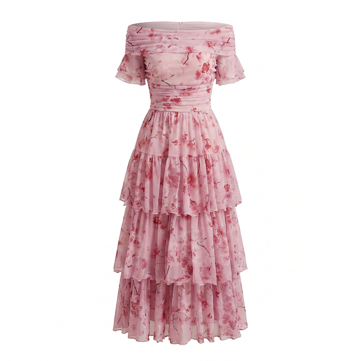 Floral Off-the-Shoulder Tiered Maxi Dress-Vyana Collective