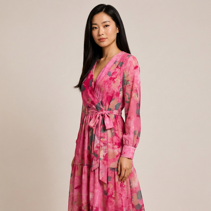 Floral Print Chiffon Maxi Dress for Garden Parties and Summer Celebrations Women-Vyana Collective