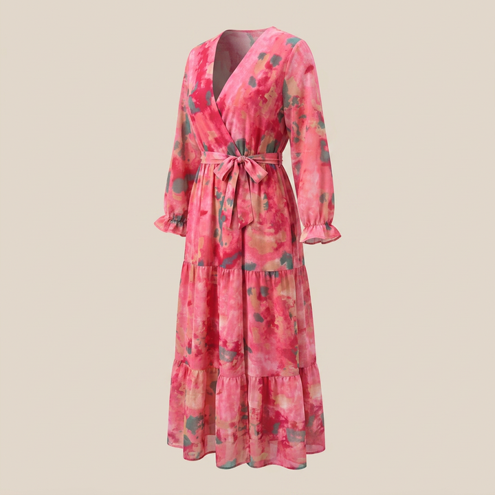Floral Print Chiffon Maxi Dress for Garden Parties and Summer Celebrations Women-Vyana Collective