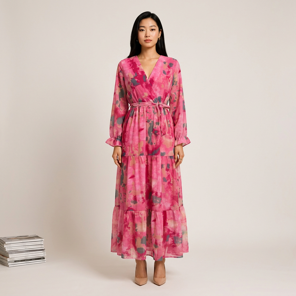 Floral Print Chiffon Maxi Dress for Garden Parties and Summer Celebrations Women-Vyana Collective