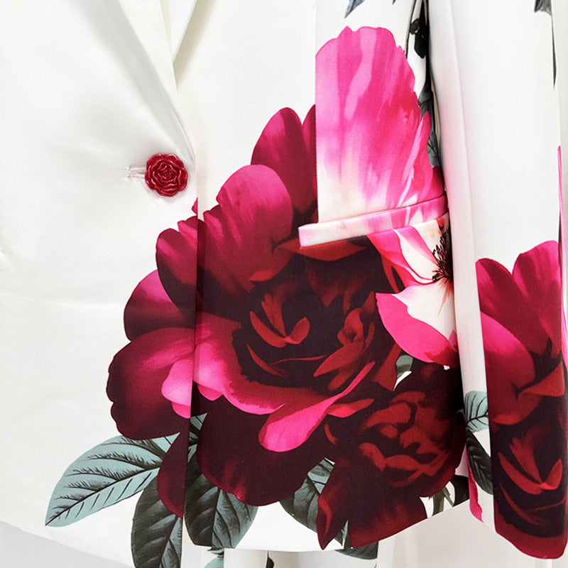 Floral Print Tailored Blazer and Flared Pants Suit Set for Friday Night Vibes and Statement Elegance Women-Vyana Collective