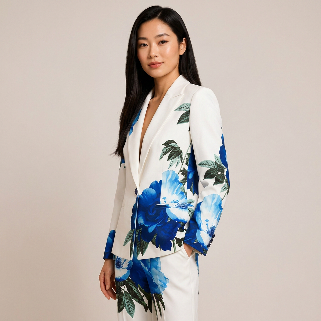 Floral Print Tailored Blazer and Flared Pants Suit Set for Friday Night Vibes and Statement Elegance Women-Vyana Collective