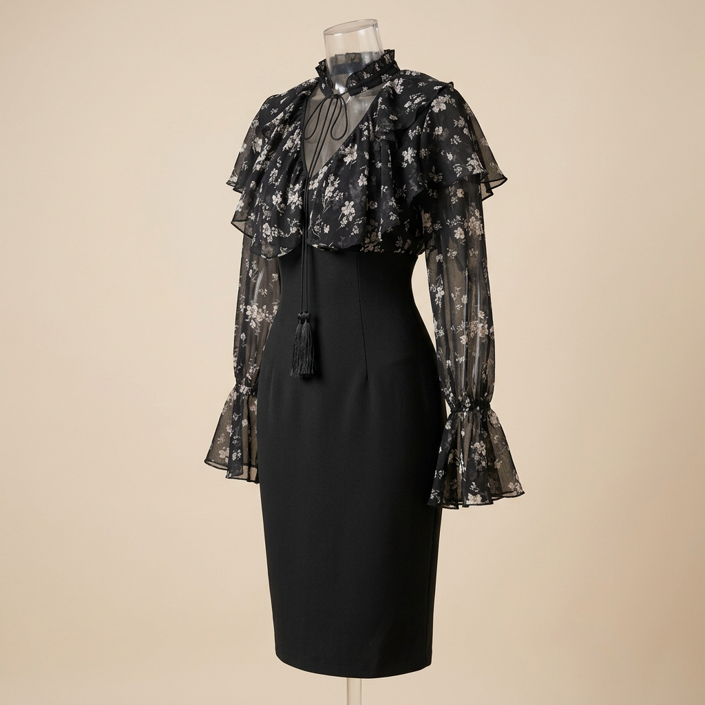 Friday Night Floral Chiffon Skirt Set for Women-Vyana Collective
