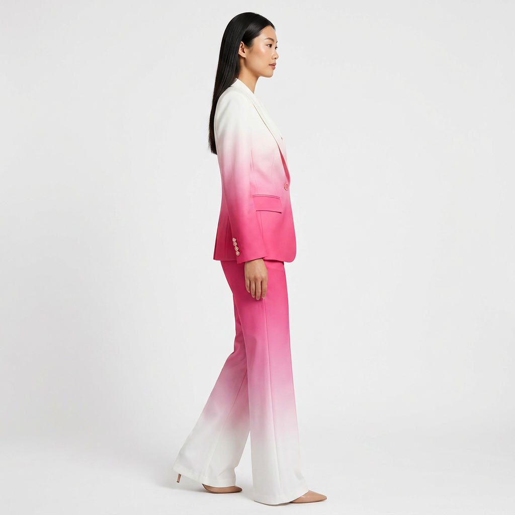 Gradient Blazer and Flared Pants Suit Set for Meetings Ready and Modern Executive Style Women-Vyana Collective