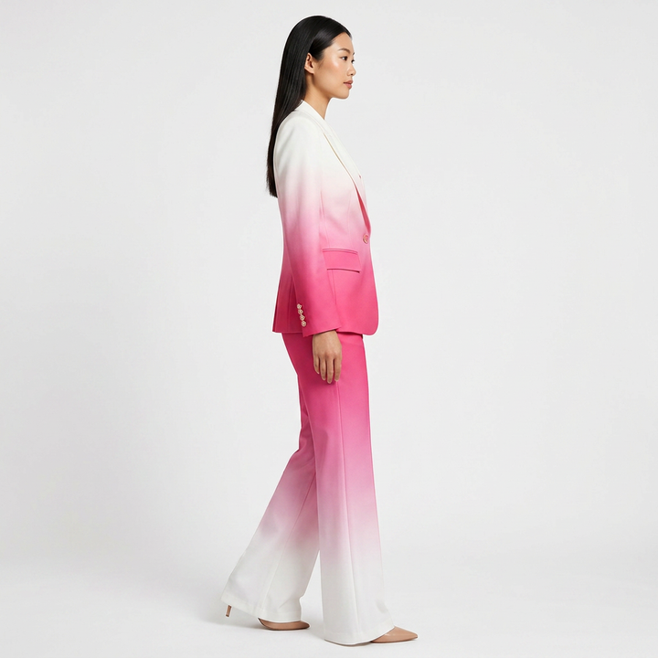 Gradient Blazer and Flared Pants Suit Set for Meetings Ready and Modern Executive Style Women-Vyana Collective