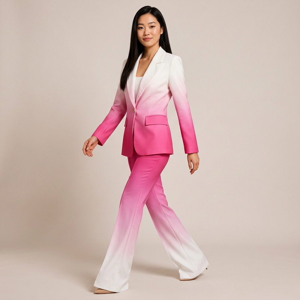Gradient Blazer and Flared Pants Suit Set for Meetings Ready and Modern Executive Style Women-Vyana Collective