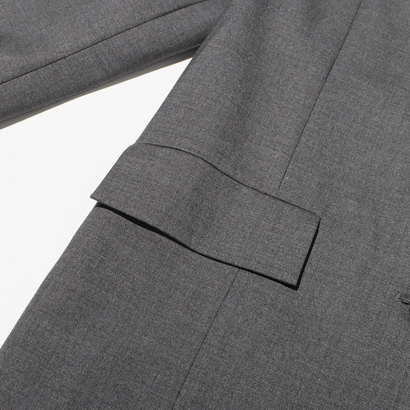 Grey Lace Trim Tailored Blazer Dress for Evening Events and Elegant Style Women-Vyana Collective