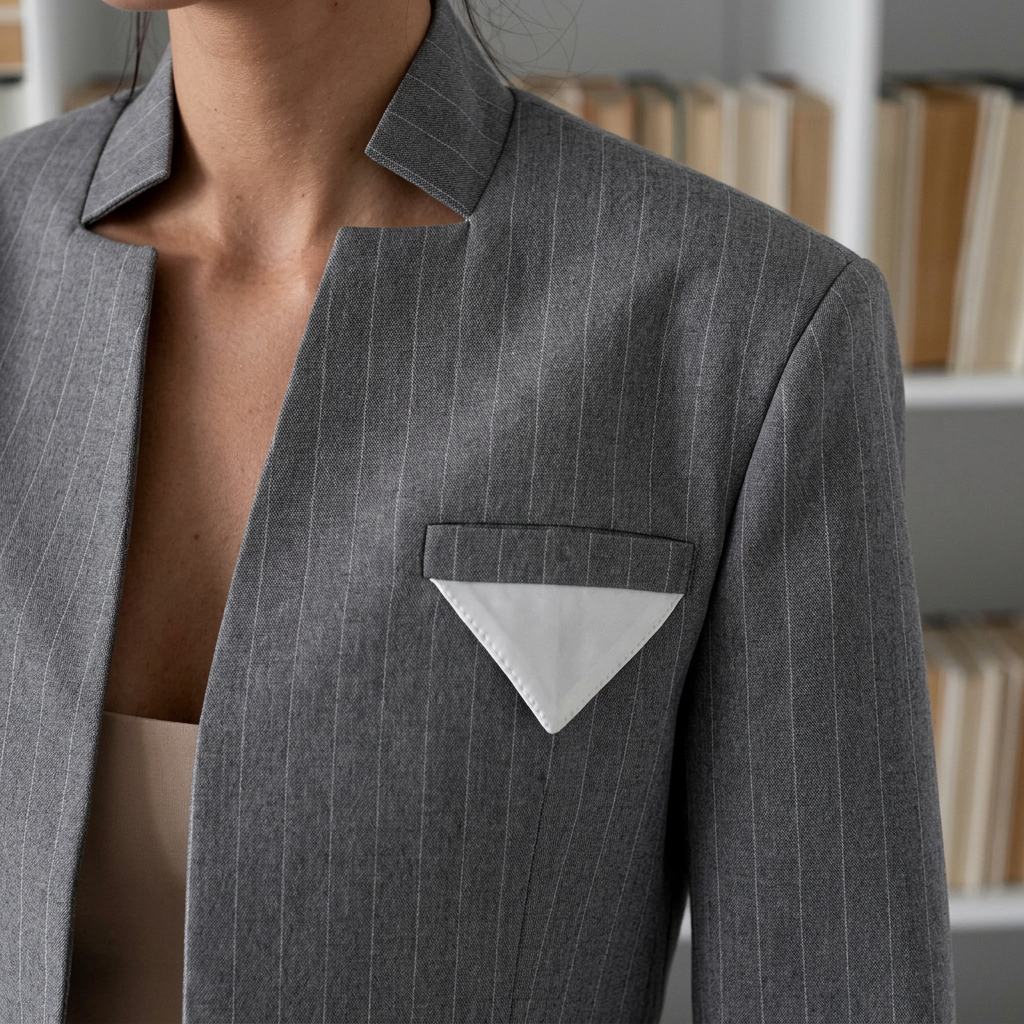 Grey Stand Collar Cropped Blazer for Meetings Ready and Modern Executive Style Women-Vyana Collective