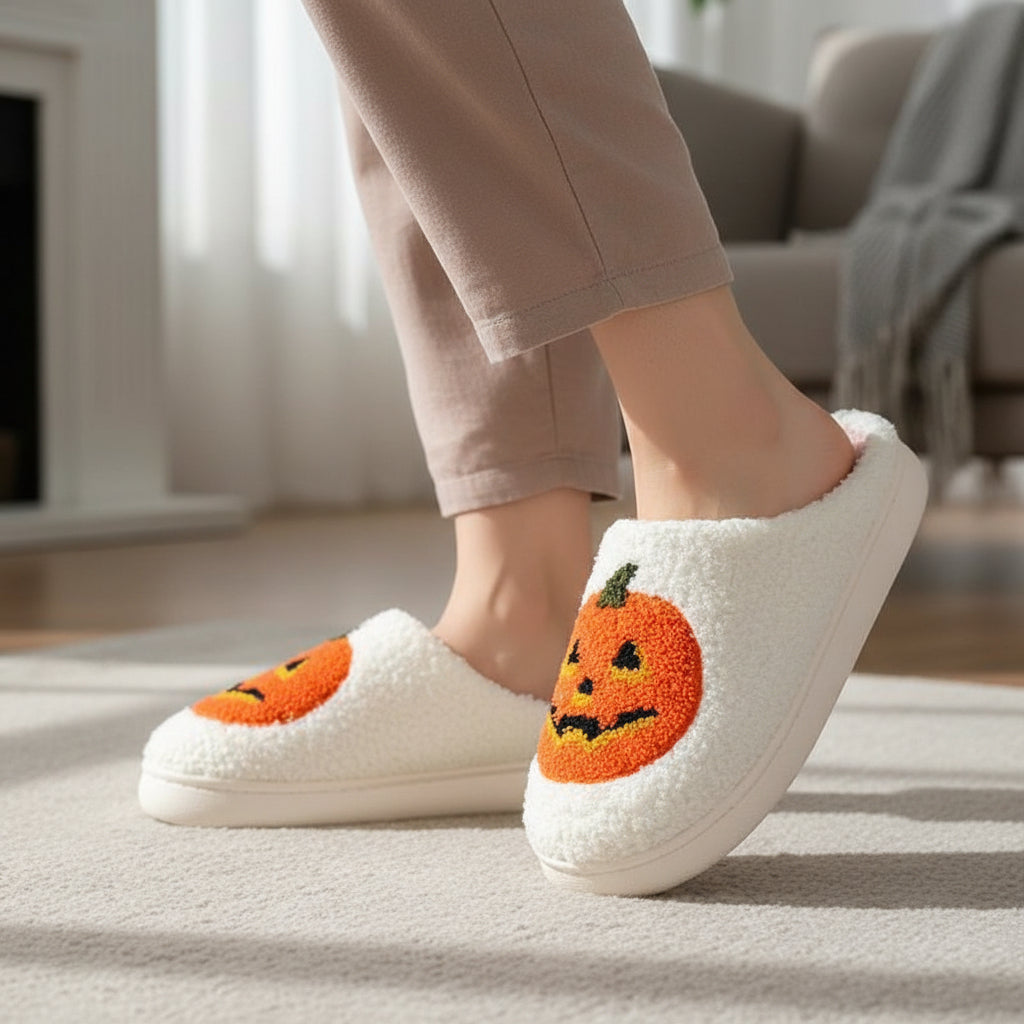 Halloween Pumpkin Cartoon Slippers for Women-Vyana Collective
