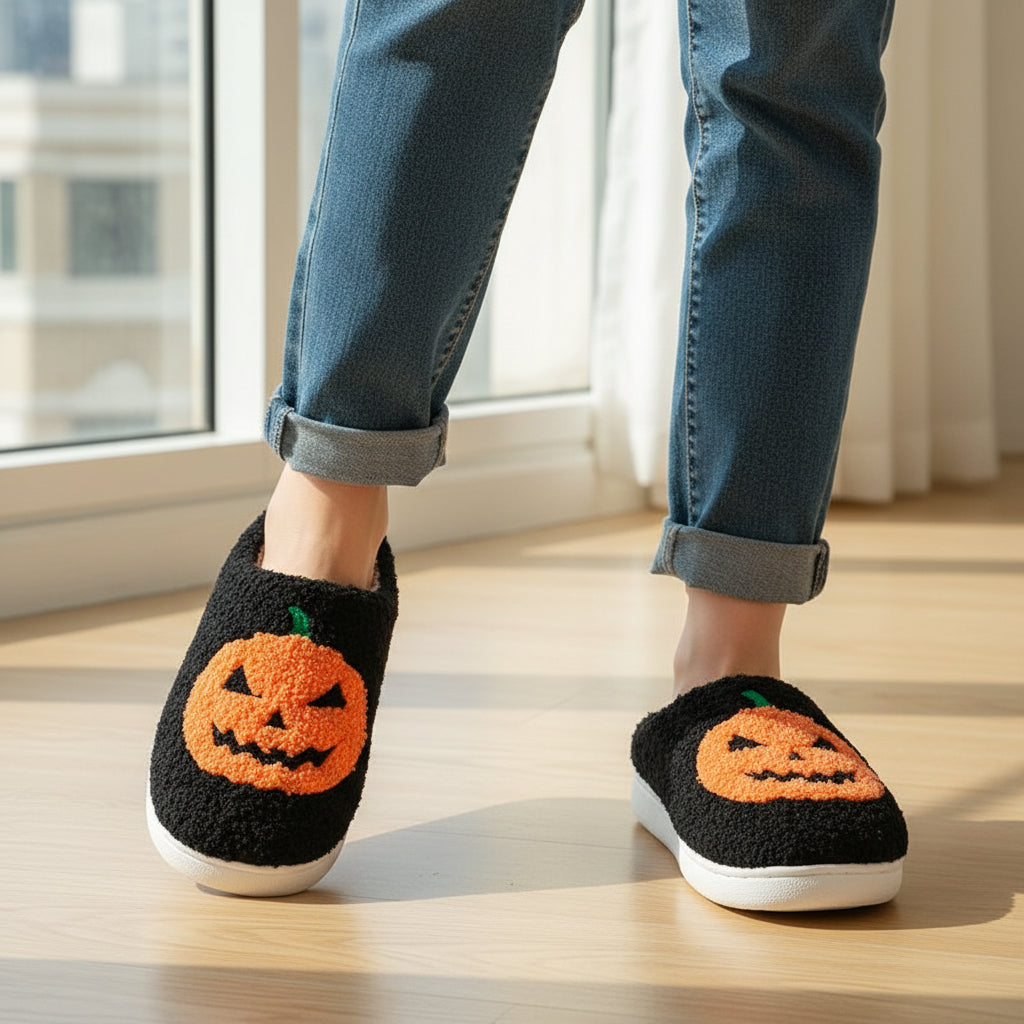 Halloween Pumpkin Cartoon Slippers for Women-Vyana Collective