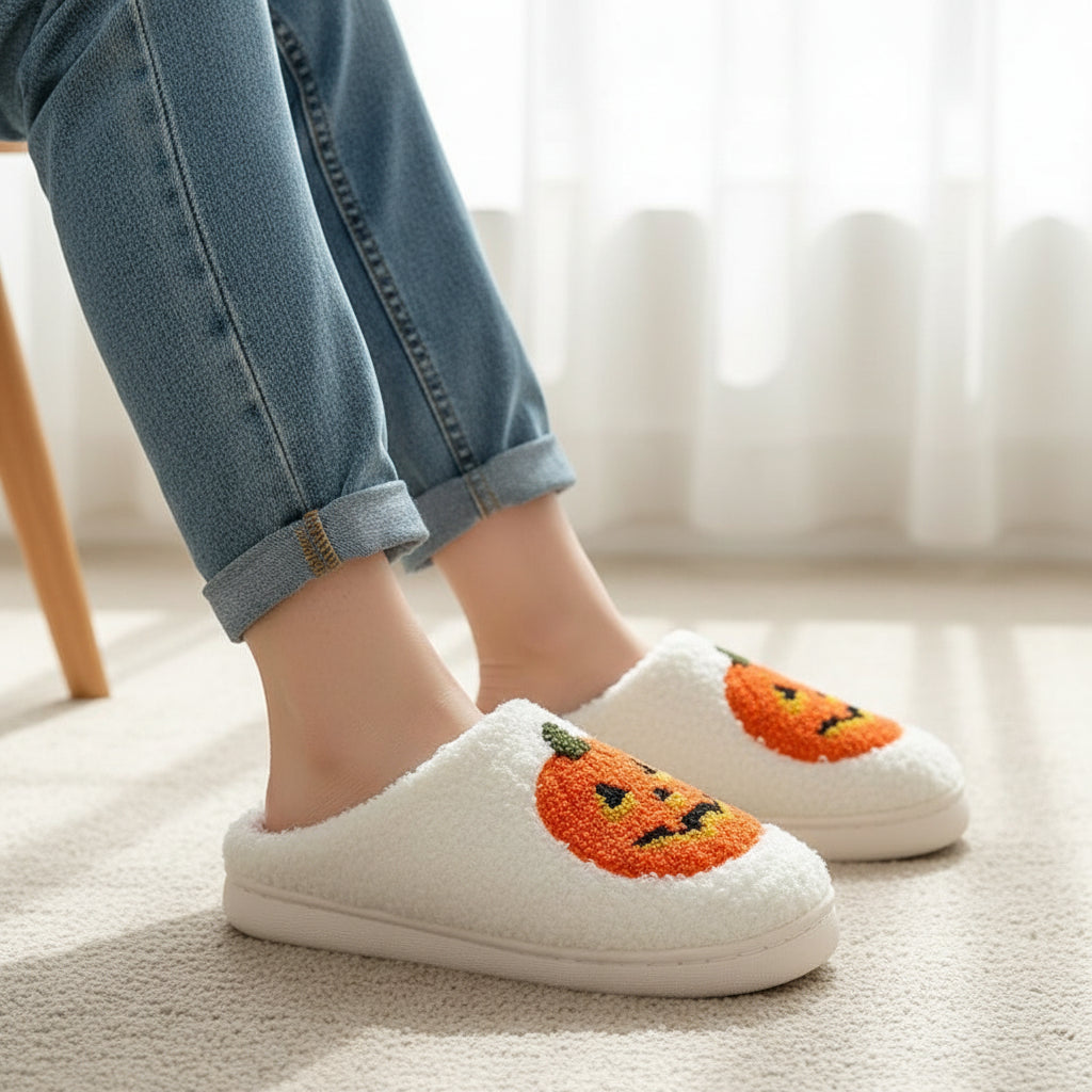 Halloween Pumpkin Cartoon Slippers for Women-Vyana Collective