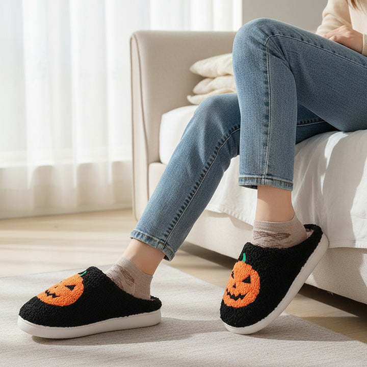Halloween Pumpkin Cartoon Slippers for Women-Vyana Collective
