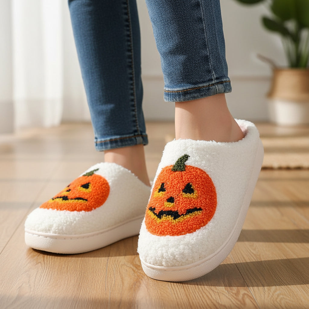 Halloween Pumpkin Cartoon Slippers for Women-Vyana Collective