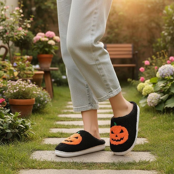 Halloween Pumpkin Cartoon Slippers for Women-Vyana Collective