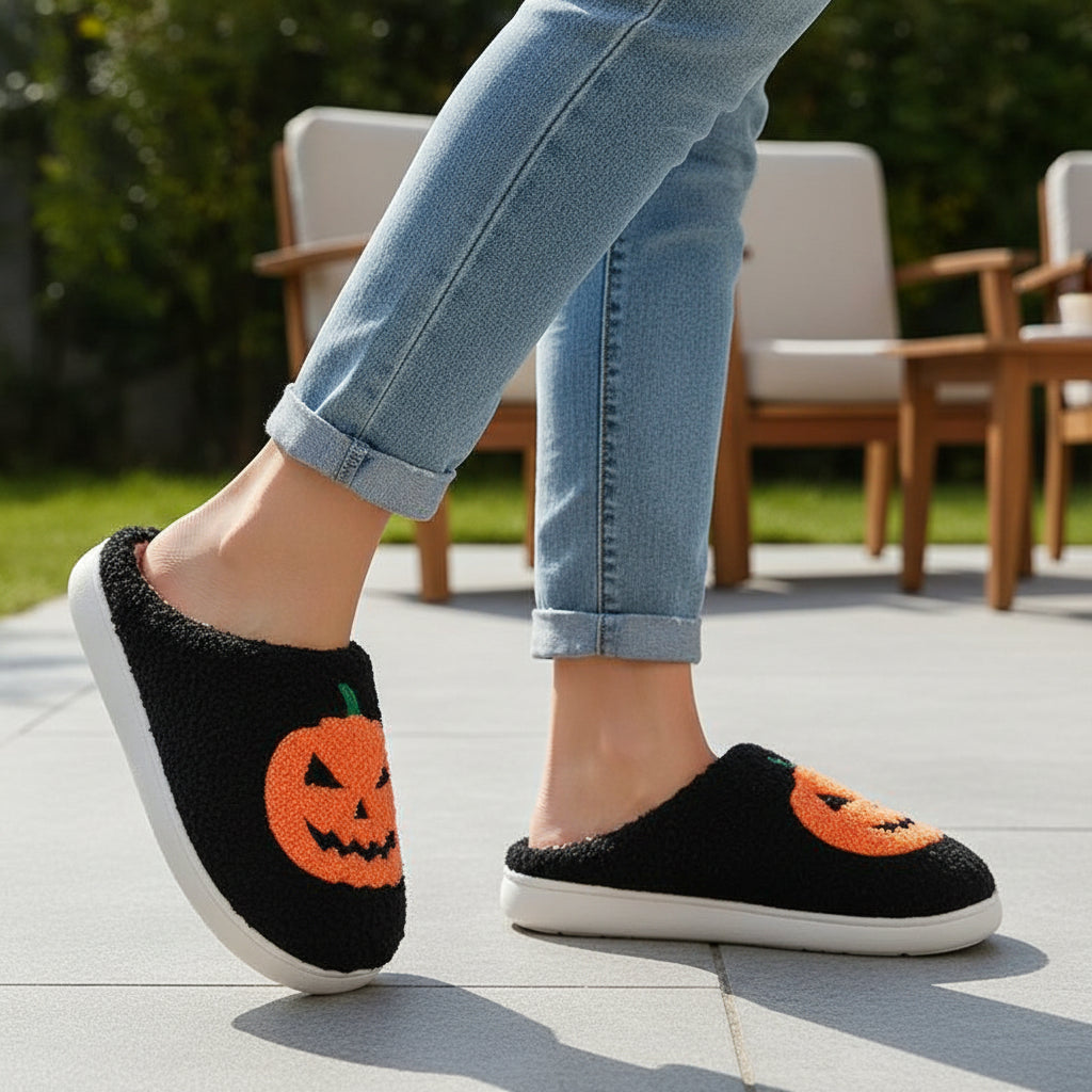 Halloween Pumpkin Cartoon Slippers for Women-Vyana Collective