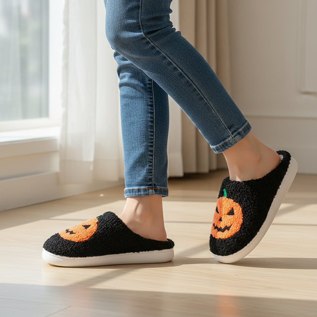 Halloween Pumpkin Cartoon Slippers for Women-Vyana Collective