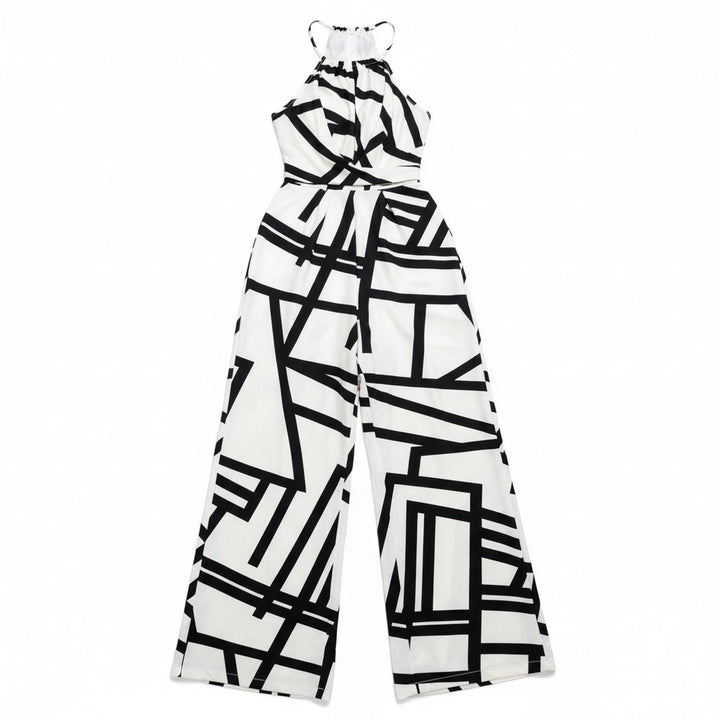 Halter Neck Striped Wide Leg Jumpsuit-Vyana Collective