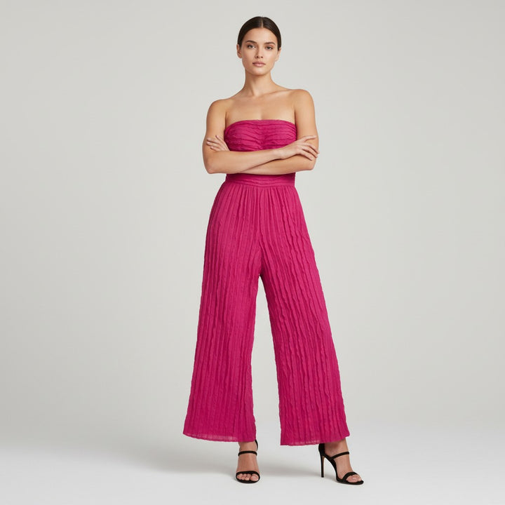 High-Waisted Tube Top Wide-Leg Jumpsuit-Vyana Collective