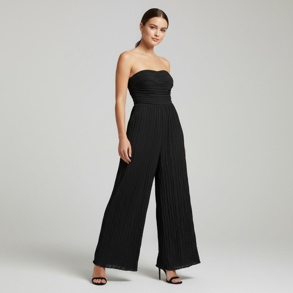 High-Waisted Tube Top Wide-Leg Jumpsuit-Vyana Collective