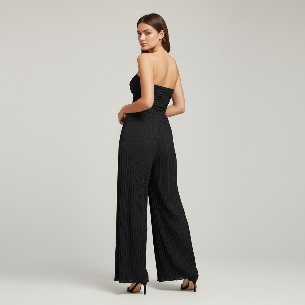 High-Waisted Tube Top Wide-Leg Jumpsuit-Vyana Collective