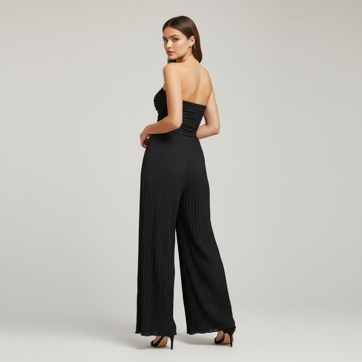 High-Waisted Tube Top Wide-Leg Jumpsuit-Vyana Collective
