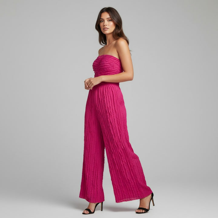 High-Waisted Tube Top Wide-Leg Jumpsuit-Vyana Collective