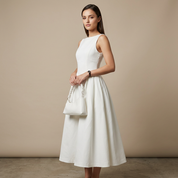 Ivory Grace Sleeveless Swing Maxi Dress-Vyana Collective
