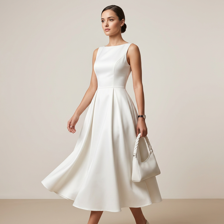 Ivory Grace Sleeveless Swing Maxi Dress-Vyana Collective