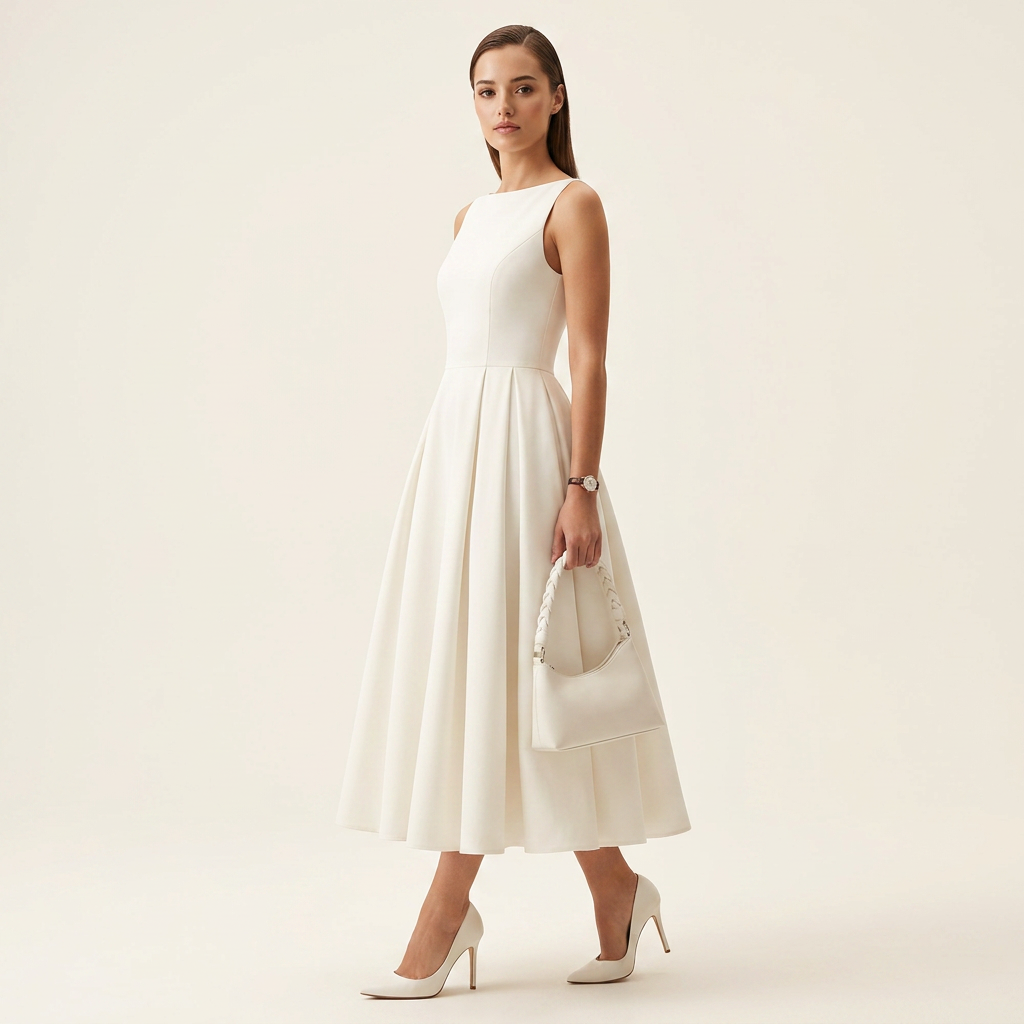 Ivory Grace Sleeveless Swing Maxi Dress-Vyana Collective