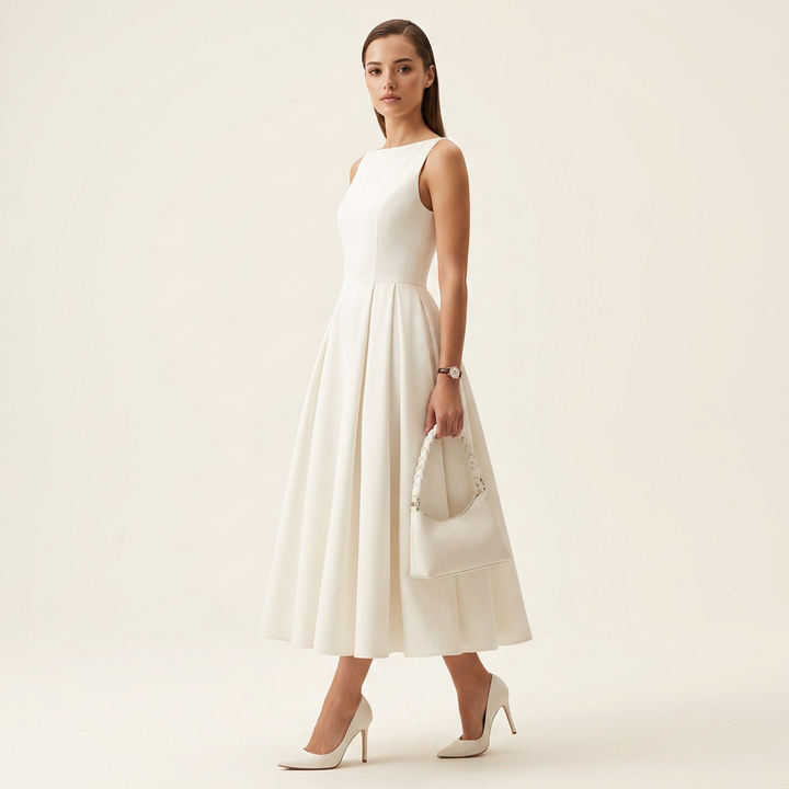Ivory Grace Sleeveless Swing Maxi Dress-Vyana Collective