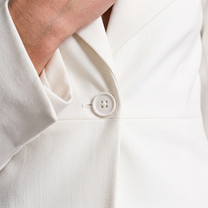 Ivory Irregular Hem Jacket and Wide Leg Pants Suit for Women-Vyana Collective