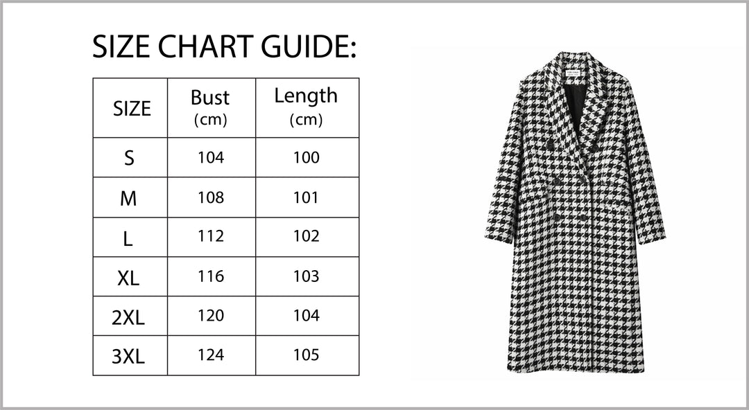 Korean Style Mid-Length Houndstooth Wool Overcoat for Women-Vyana Collective