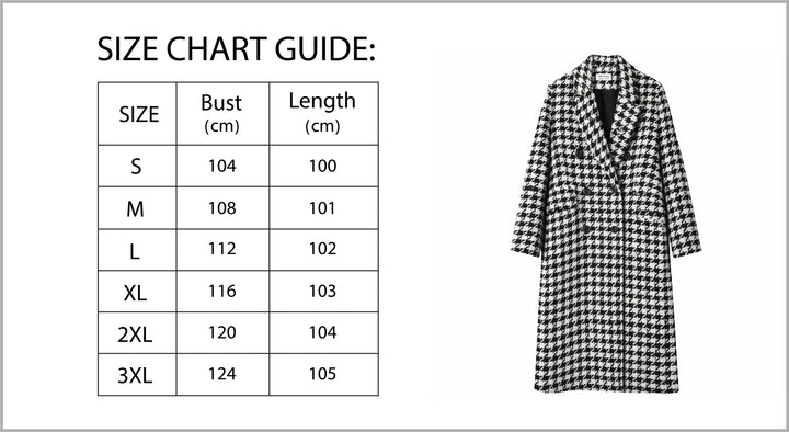Korean Style Mid-Length Houndstooth Wool Overcoat for Women-Vyana Collective