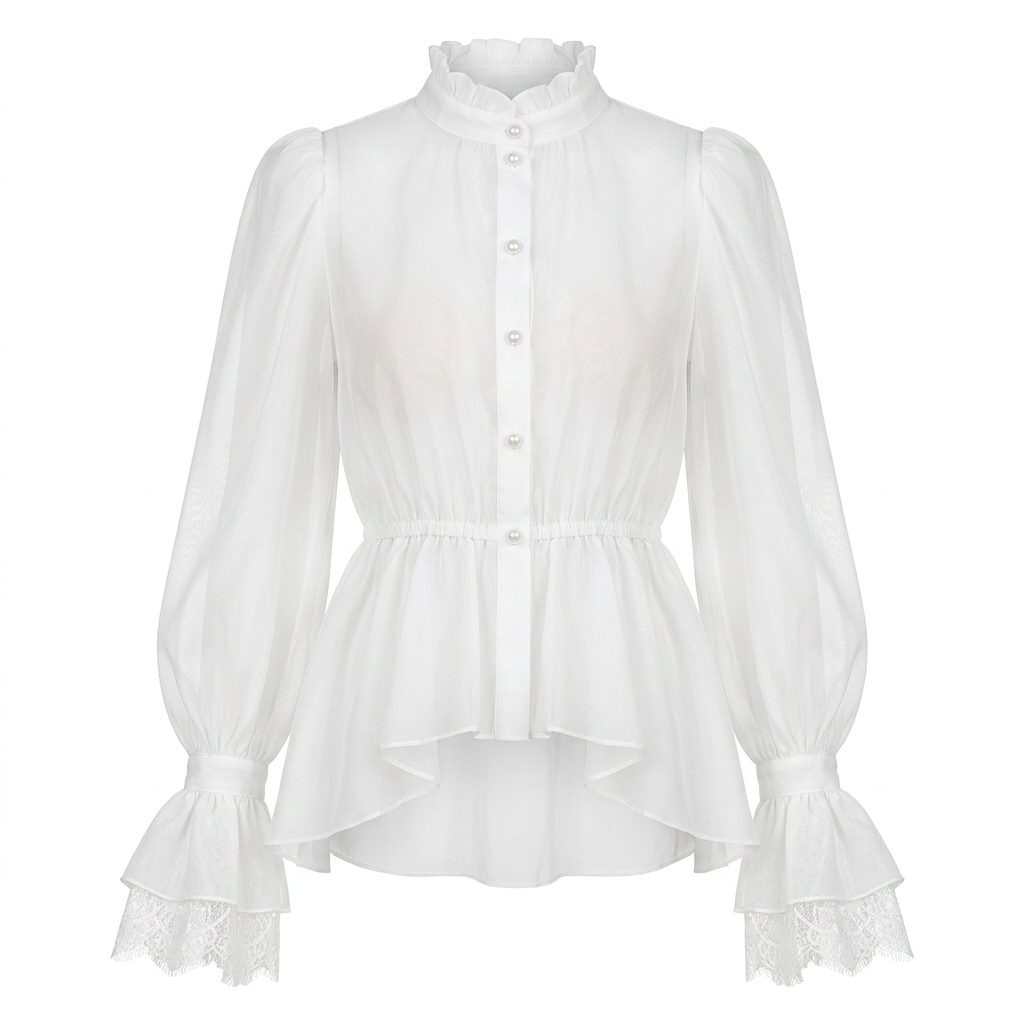 Lace Cuff Peplum Blouse for Meetings Ready and Feminine Office Style Women-Vyana Collective