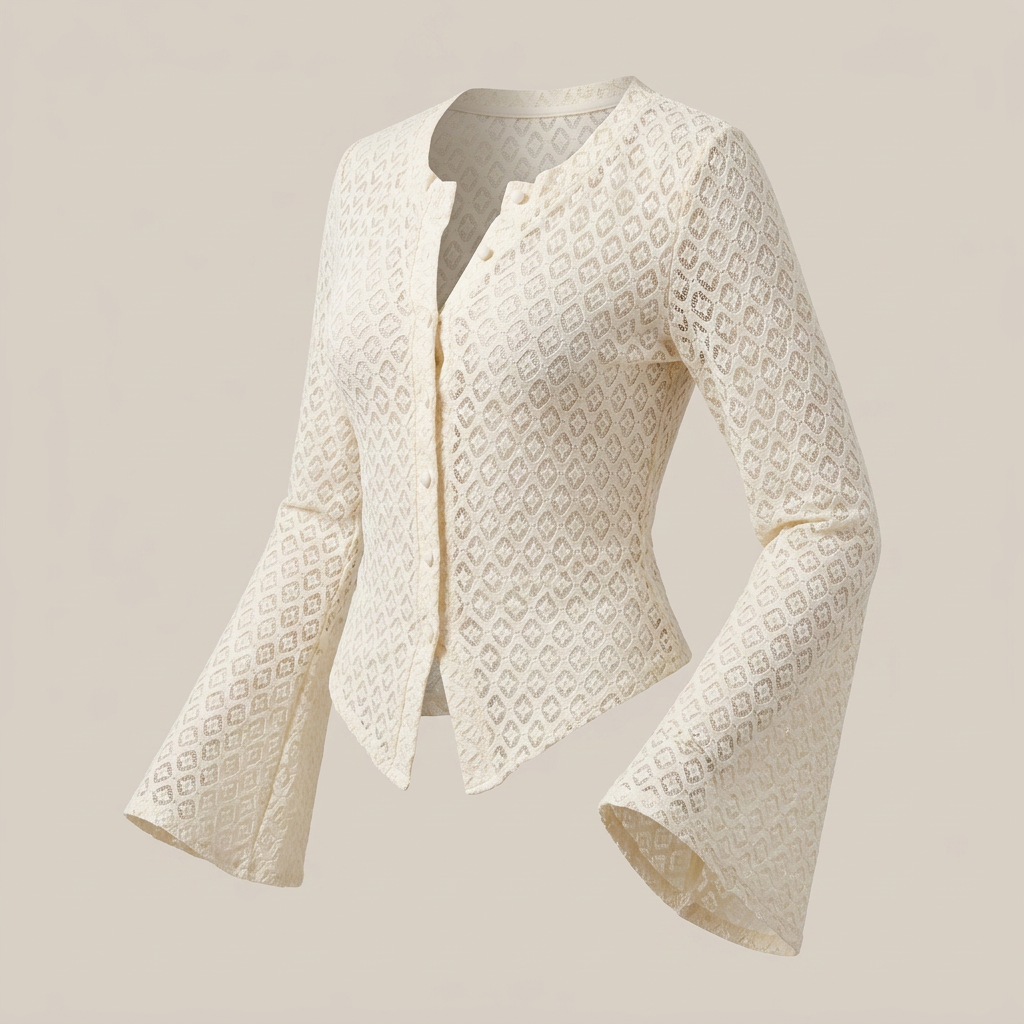 Lace Knit Cardigan Top for Meetings Ready and Elegant Office Style Women-Vyana Collective