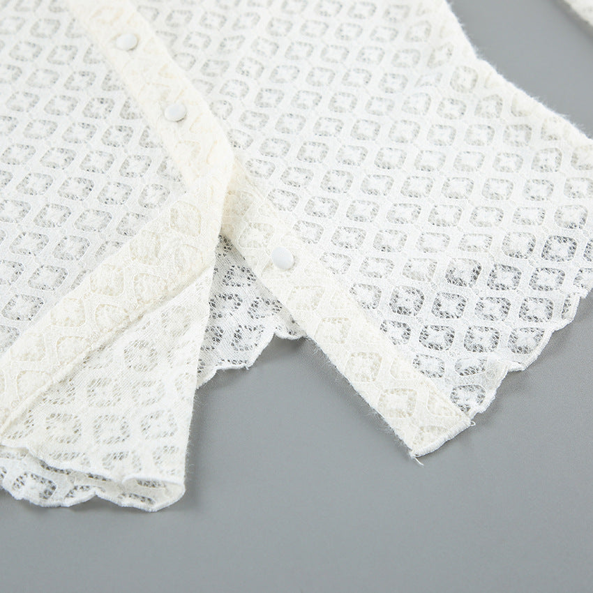 Lace Knit Cardigan Top for Meetings Ready and Elegant Office Style Women-Vyana Collective