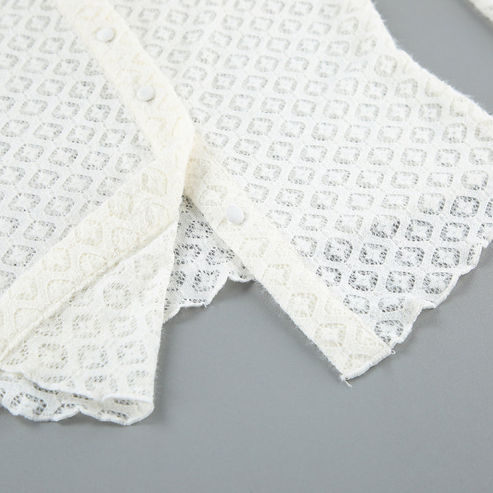Lace Knit Cardigan Top for Meetings Ready and Elegant Office Style Women-Vyana Collective