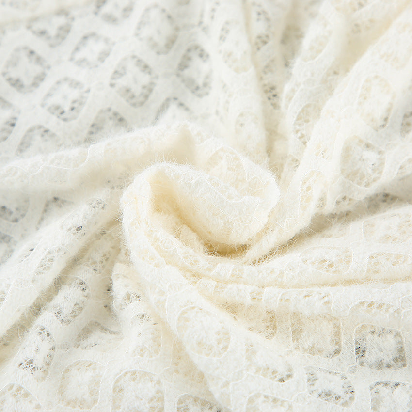 Lace Knit Cardigan Top for Meetings Ready and Elegant Office Style Women-Vyana Collective