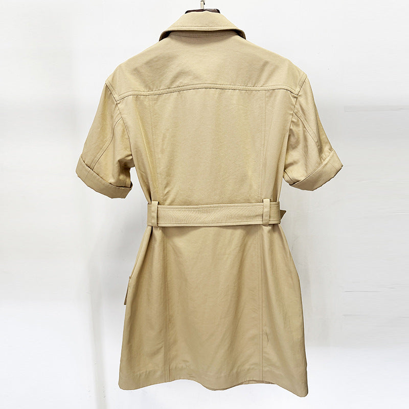 Lace-Up Utility Shirt Dress with Statement Belt for Weekend Chic and Everyday Style Women-Vyana Collective