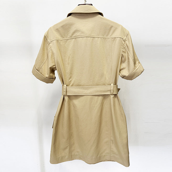 Lace-Up Utility Shirt Dress with Statement Belt for Weekend Chic and Everyday Style Women-Vyana Collective
